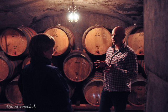 The cellars are built into the hill behind the winery.