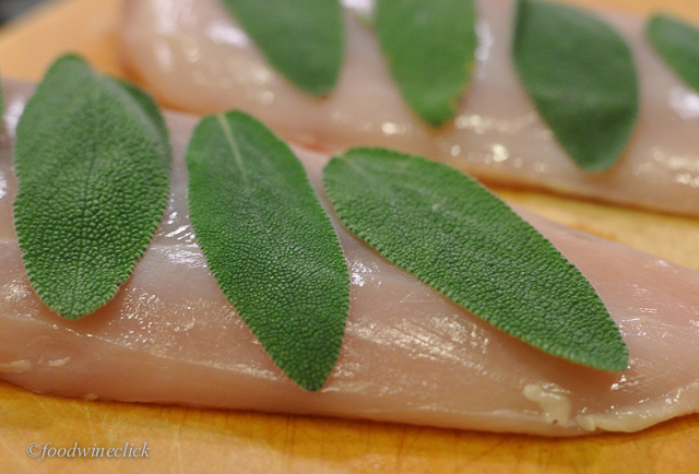 Sage leaves go right next to the chicken.