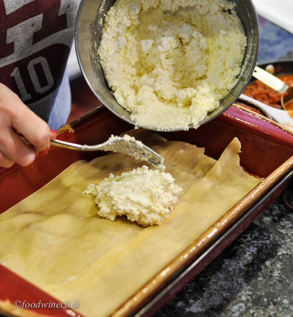 Layers 2, 3: Homemade noodles & ricotta cheese