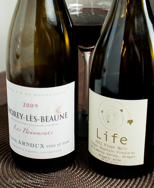 As an experiment, we tried both the Burgundy and an Oregon Pinot Noir.