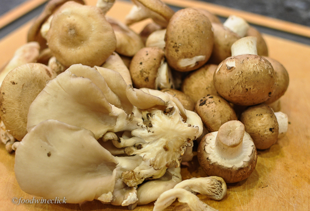 Shiitake, baby bella, and oyster mushrooms.