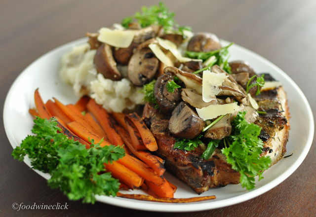 Pork chop with mushrooms, or mushrooms with a pork chop?