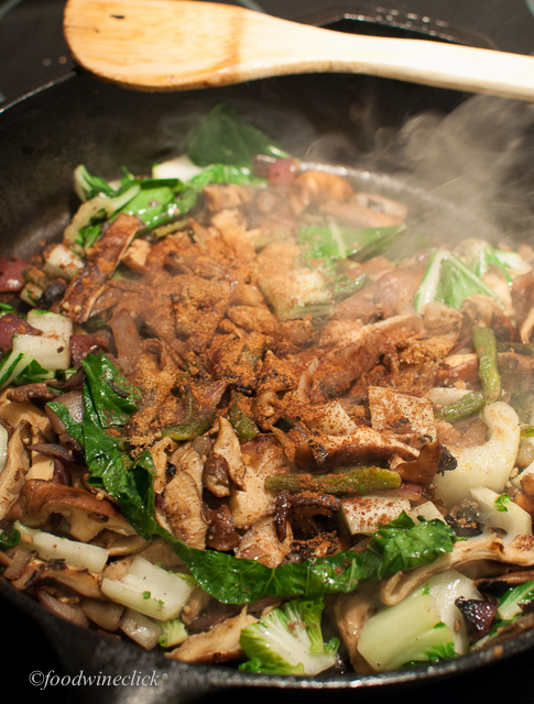 The filling just before the final turn to mix in the spices.