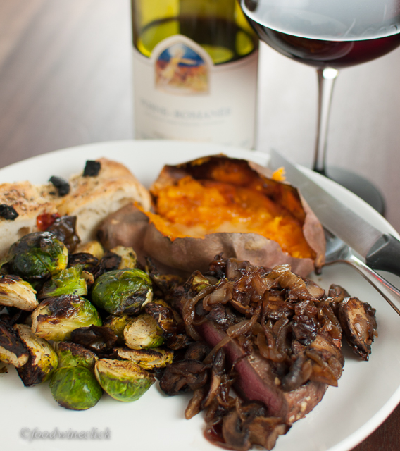 A more intense burgundy wine easily stands up to a rich steak