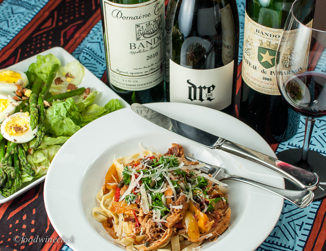 Rich chicken pasta with Mourvedre/Bandol