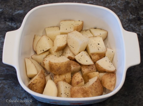 First, a layer of potatoes
