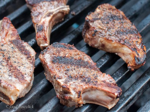 Spiced lamb chops on the grill.