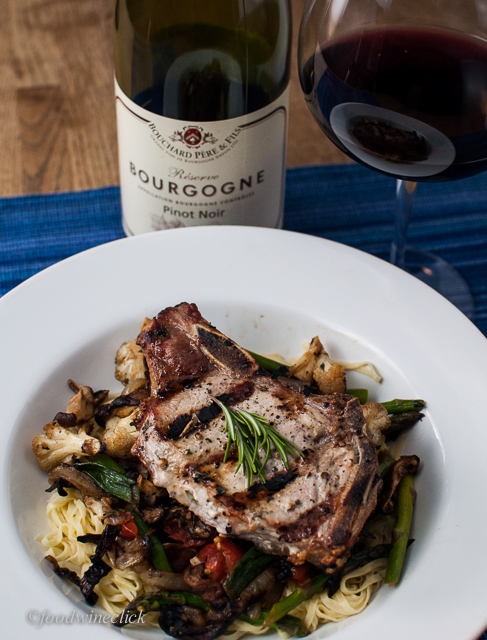Bouchard Père et Fils Bourgogne Rouge with pork chop & pasta