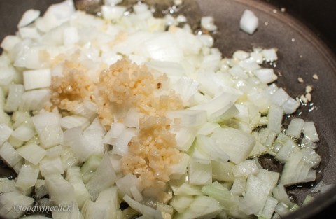 Every good recipe starts with sautéeing minced onion and garlic.