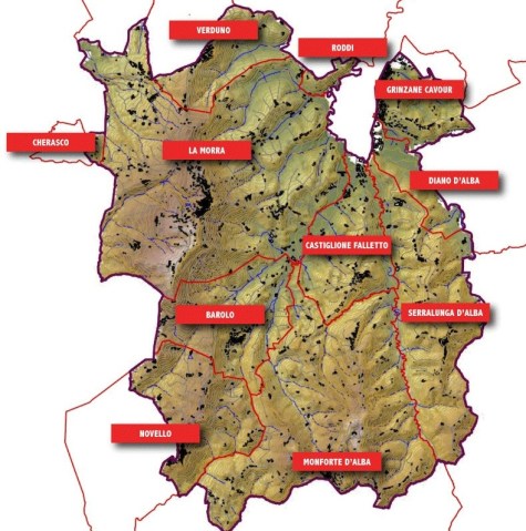 Barolo DOCG showing all 11 communes.