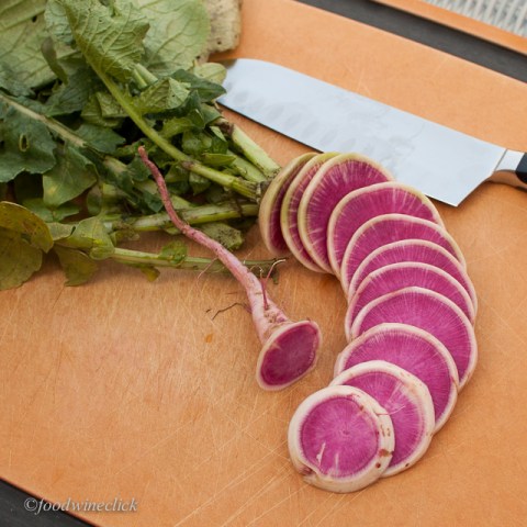 Watermelon radish from our Bossy Acres CSA box.