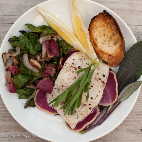 Grilled salad was a nice addition to the plate.