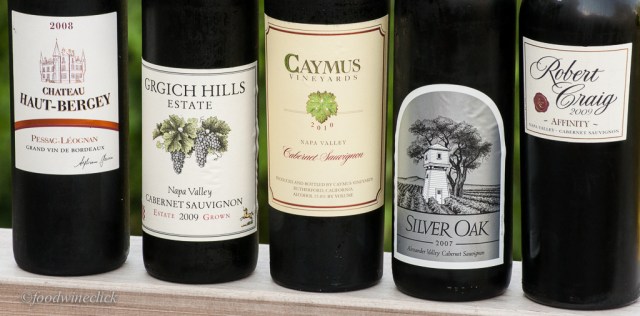 A Bordeaux for reference, plus a variety of well known California Cab's