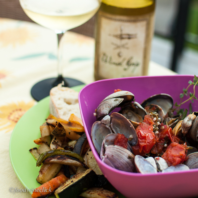 Steamed manila clams, roasted CSA veggies, crusty bread & Wind Gap. Ahh!