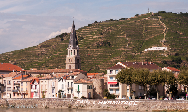 Hermitage hill rises immediately behind town