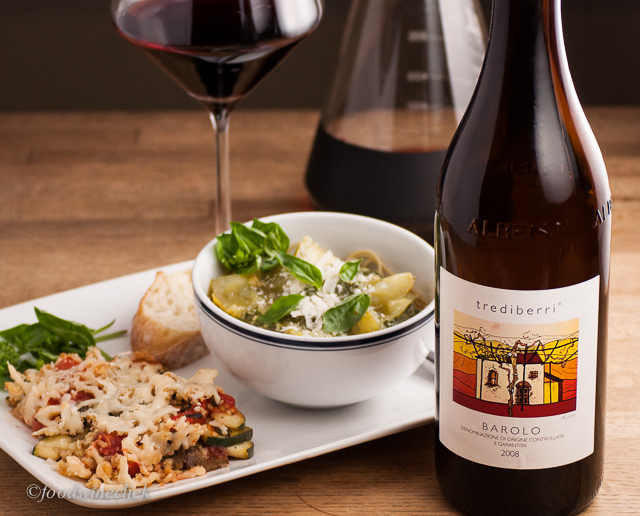 The zucchini gratin is surprisingly rich and tames the tannins in the Barolo - nice!