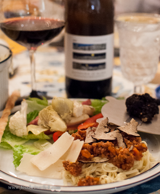 Primi: tajarin pasta with meat sauce