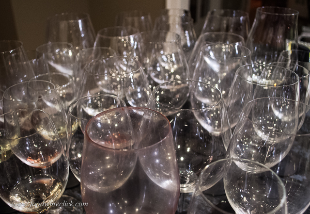 Aftermath of a good wine dinner: glasses, lots of glasses