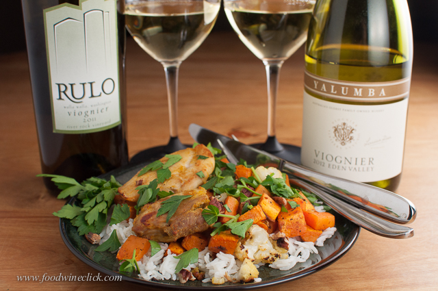Curry chicken, sweet potatoes & cauliflower on basmati rice