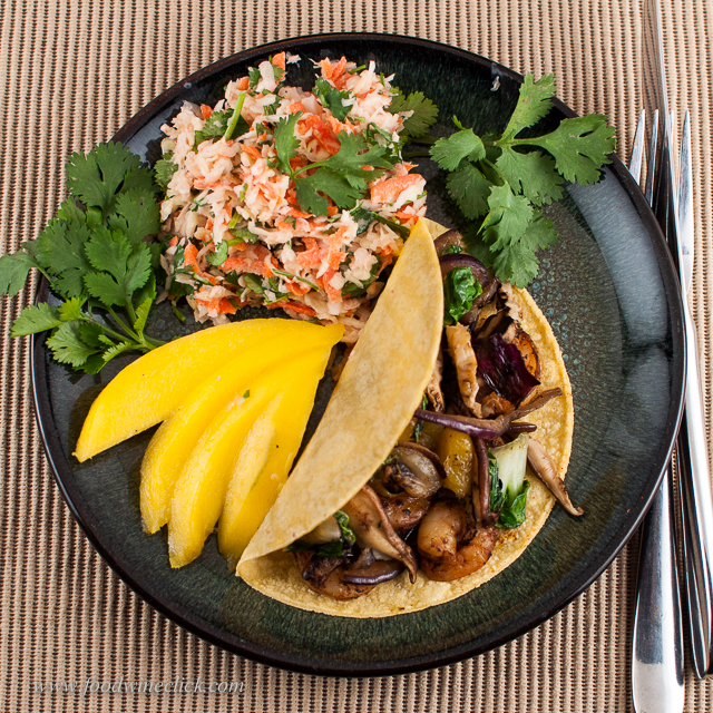 Challenge: mildly spicy shrimp tacos with Sriracha on the side