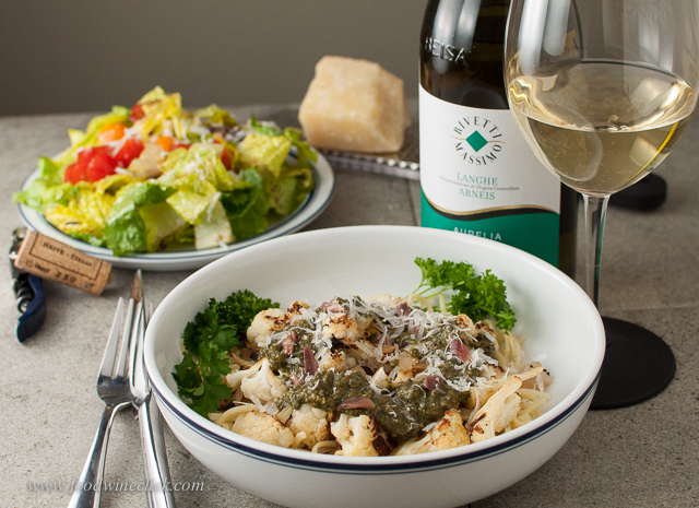 Dinner's ready: anchovy beet-green pesto pasta