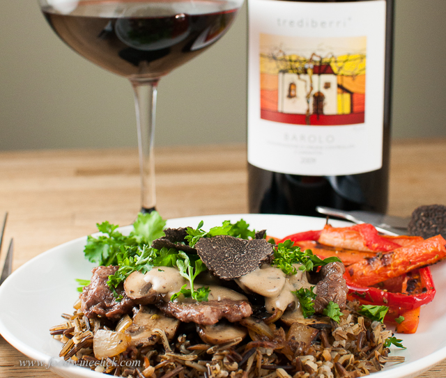 Black Truffle Beef Stroganoff and Barolo | foodwineclick