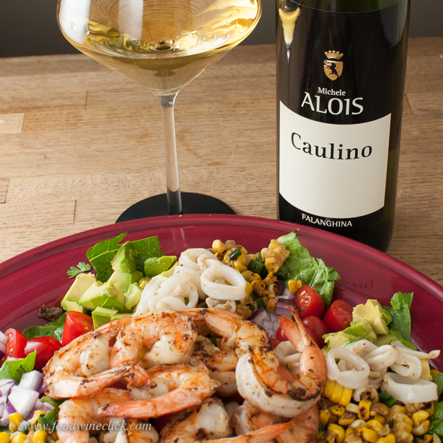 Rich calamari and avocado love the full mouthfeel of this Falanghina