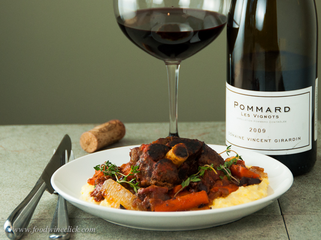 braised goat shanks polenta pommard pinot noir