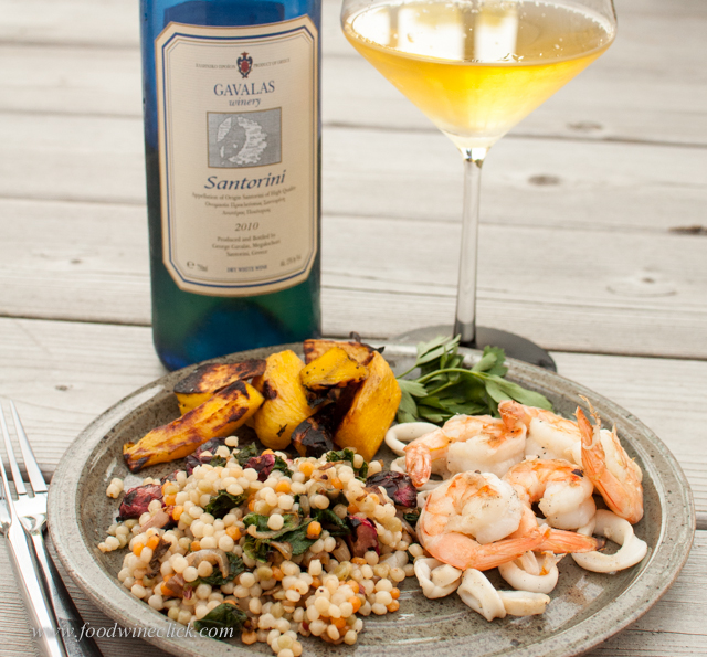 Santorini was a very nice match to the spicy cous-cous as well as the other elements on the plate