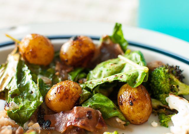 Wilted collards with green onions, prosciutto and roasted grapes. Success!