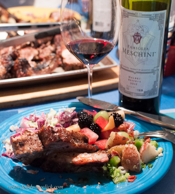 Ribs, salad, fruit - my wine of the evening was the Malbec