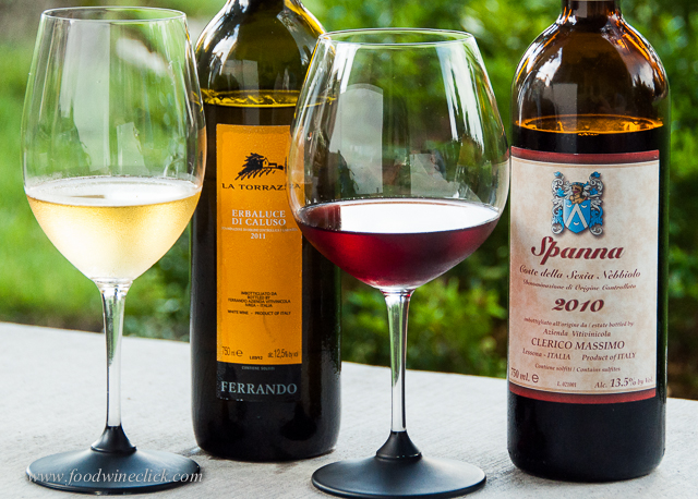 Erbaluce is the white on the left, Coste della Sesia Nebbiolo on the right