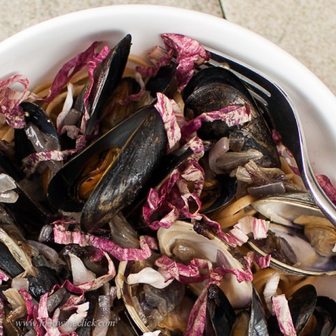 Cooked with the clams, the radiccchio bitterness is softened just enough.