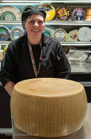Kelsey, our local cheesemonger and a wheel of real Parmigiano-Reggiano