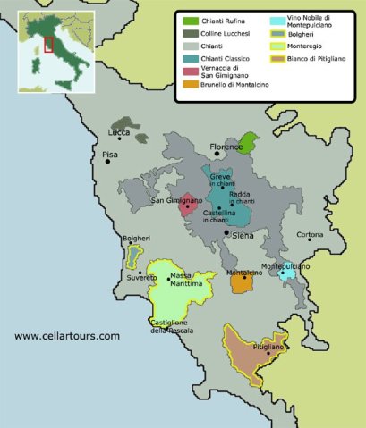 Tuscany map courtesy of cellartours.com