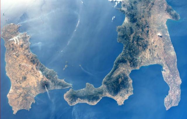 You can see the smoke plume from space!