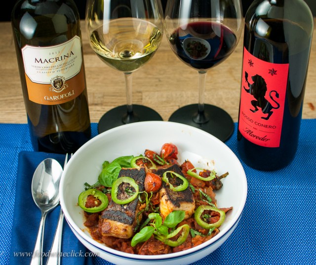 Wines from Le Marche with Pesce all'acqua pazza.