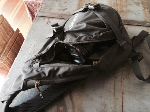 Everything fits in the sling bag, with extra room for sunglasses.