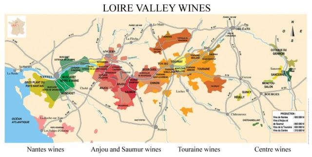 Loire valley map courtesy of http://www.loire-valley-tours.com
