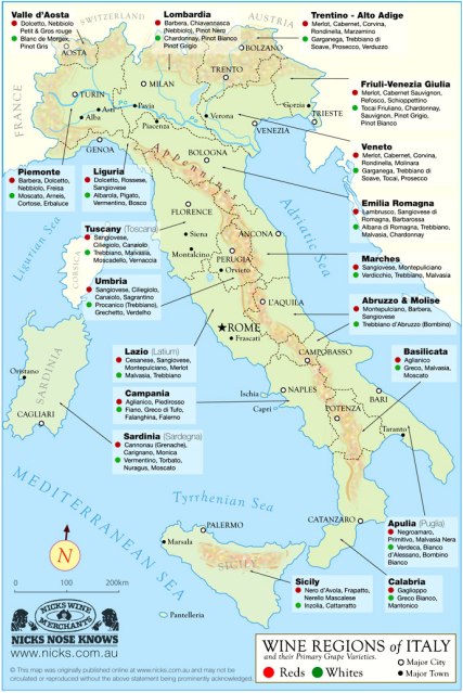 Italy wine map