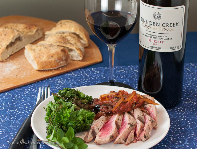 Tinhorn Creek Merlot with rare tuna