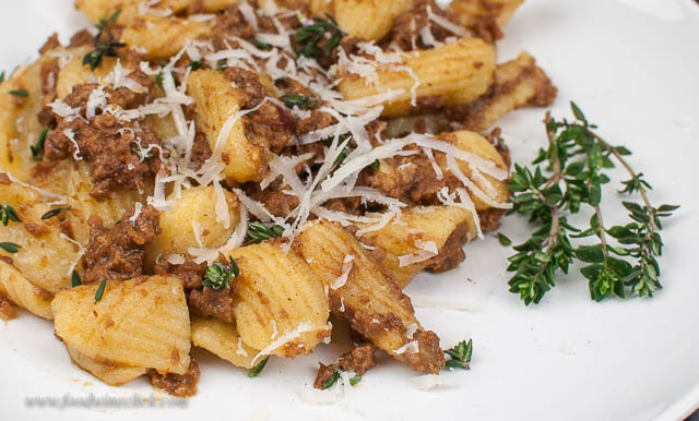 The ridges and curves hold the rich sauce