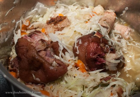 You'll know you're not in the US when you see the ham hocks and cabbage in the pot!