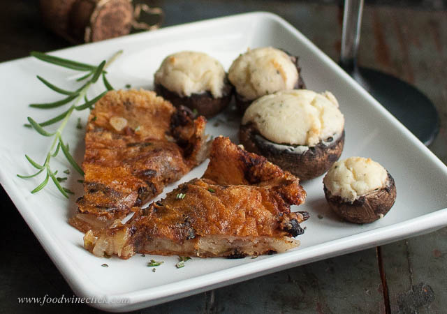 Crunchy frico and rich, creamy cheese stuffed mushrooms
