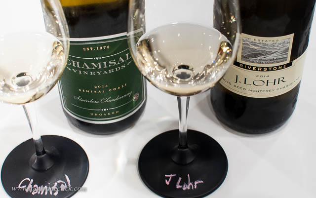 Our first homework assignment, same varietal, unoaked and oaked versions, write tasting notes.