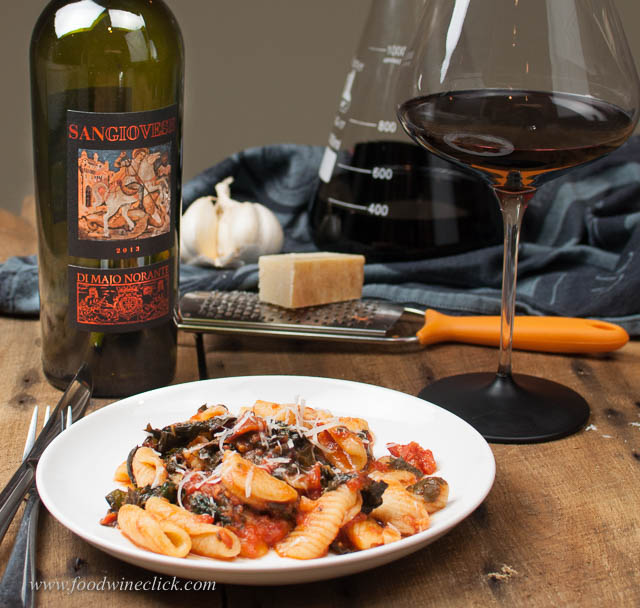 Cavatelli pasta dish with Di Majo Norante Sangiovese from Molis