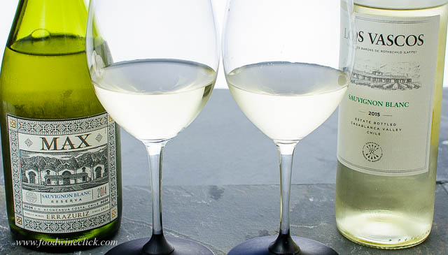 Vina Errazuriz and Vina Los Vascos Sauvignon Blancs, side by side.