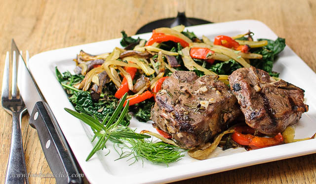 Lamb chops and salad from the grill