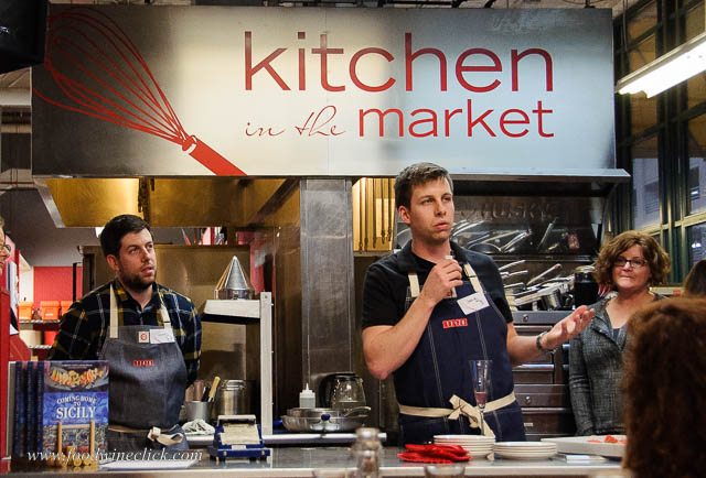 Charlie Broder (center, speaking), Thomas Broder (left) and Molly Herman (KITM owner, right) giving us the plan for the evening.