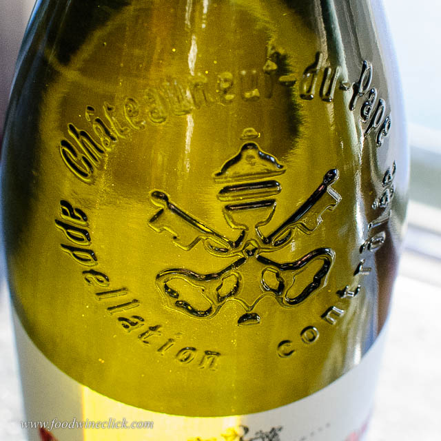 Embossed wine bottle from Chateauneuf-du-Pape